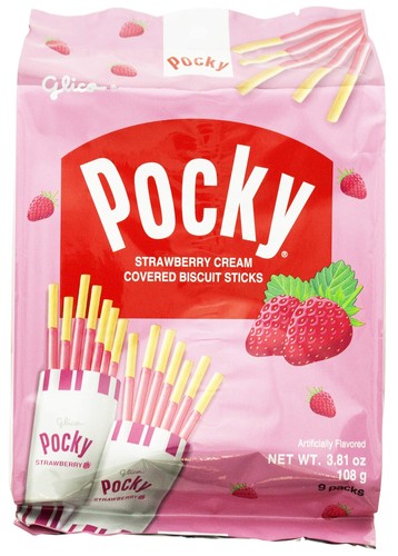 Glico pocky strawberry cream - strawberry,